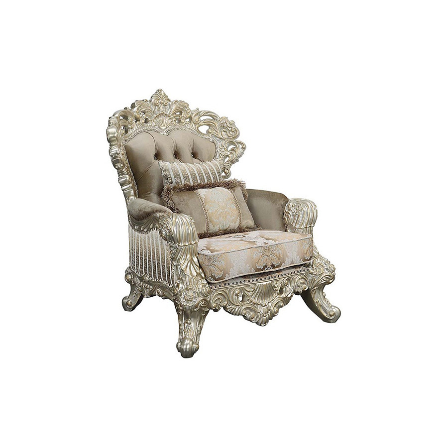 ACME - Sorina Chair with 2 Pillows in Velvet,/Antique Gold