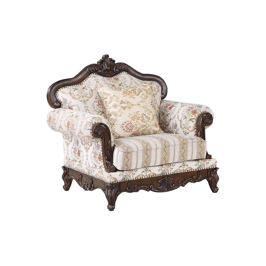 ACME - Nayla Chair with Pillow in Pattern/Cherry