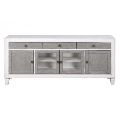 ACME - Katia TV Stand in Rustic Gray/Weathered White