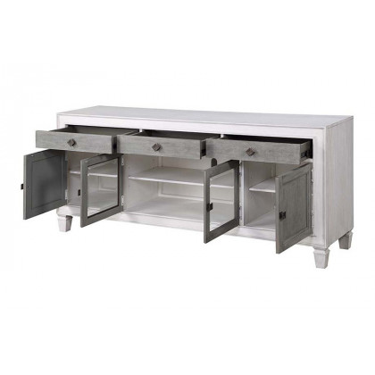 ACME - Katia TV Stand in Rustic Gray/Weathered White
