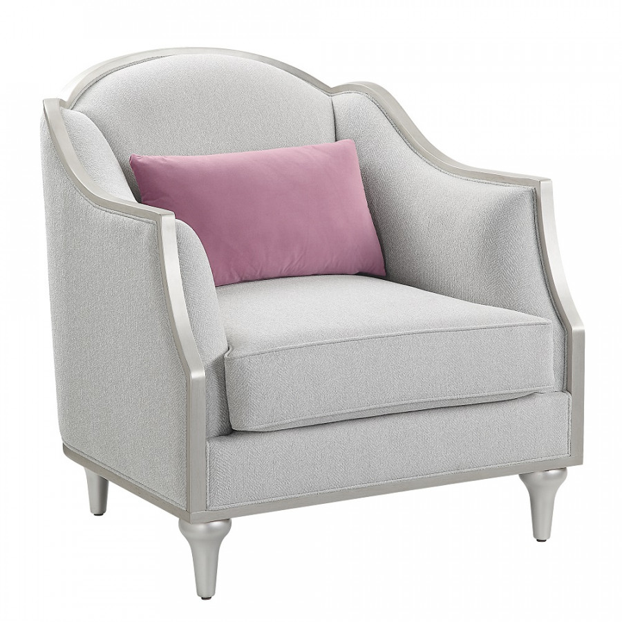 ACME - Kasa Chair with Pillow in Beige Linen/Champagne