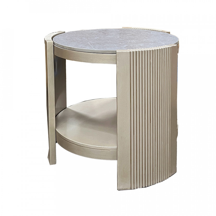 ACME - Kasa End Table in Sintered Stone/Champagne