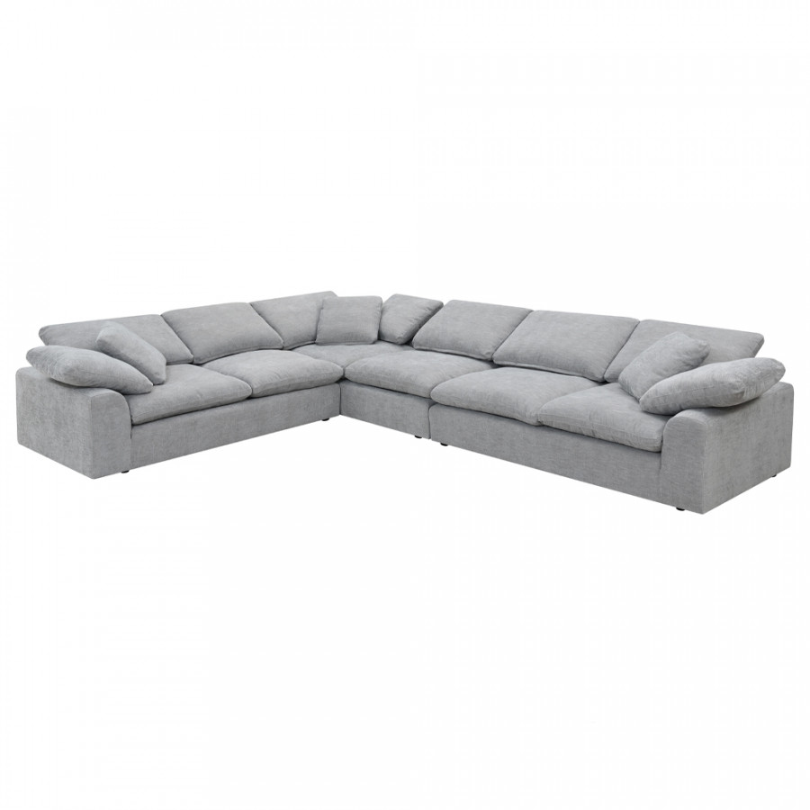ACME - Naveen Sectional Sofa with 6 Pillows in Gray Linen