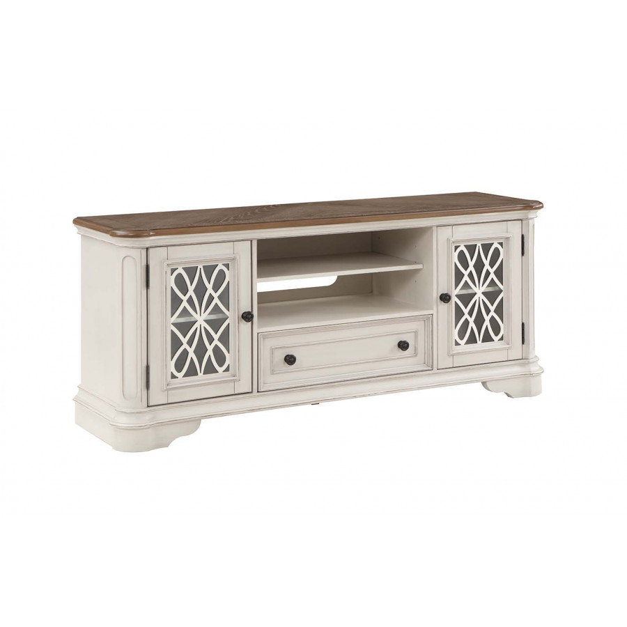 ACME - Florian TV Stand in Oak/Antique White