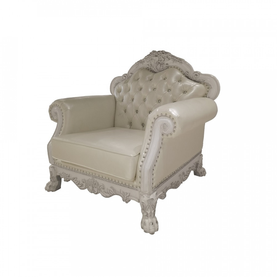 ACME Dresden Chair with 2 Pillows - Synthetic/Bone White