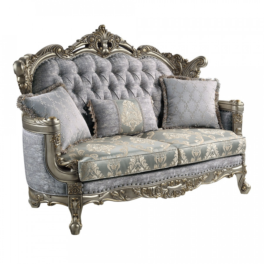 ACME - Miliani Loveseat with 3 Pillows in Antique Bronze