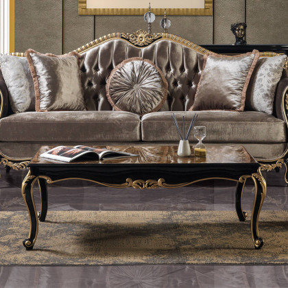 ACME - Betria Coffee Table in Engineered Stone Top/Gold/Black