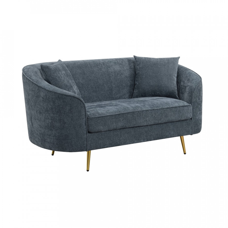 ACME - Nakendra Loveseat with 2 Pillows in Cobalt Blue Chenille