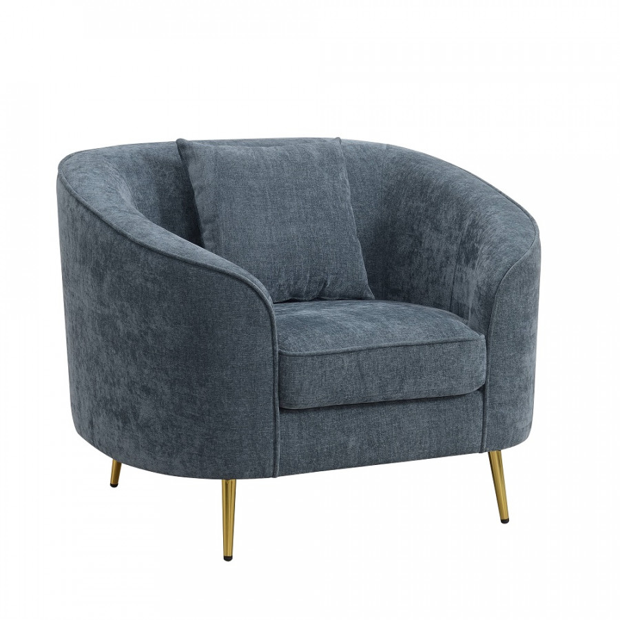 ACME - Nakendra Chair with Pillow in Cobalt Blue Chenille