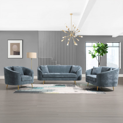 ACME - Nakendra Chair with Pillow in Cobalt Blue Chenille
