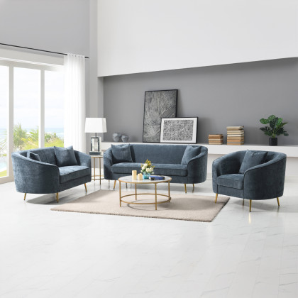 ACME - Nakendra Chair with Pillow in Cobalt Blue Chenille