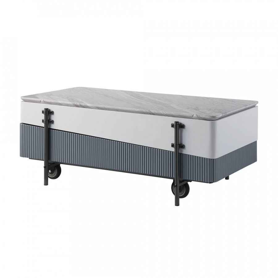 ACME - Wilkins Coffee Table with Lift Top in Gray/White High Gloss