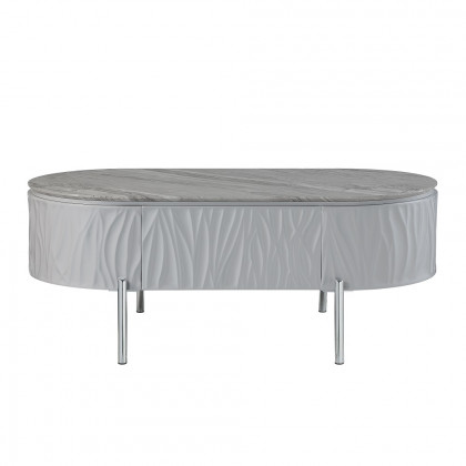ACME - Yukino Coffee Table in Gray High Gloss/Chrome