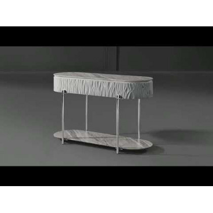 ACME - Yukino End Table in Gray High Gloss/Chrome