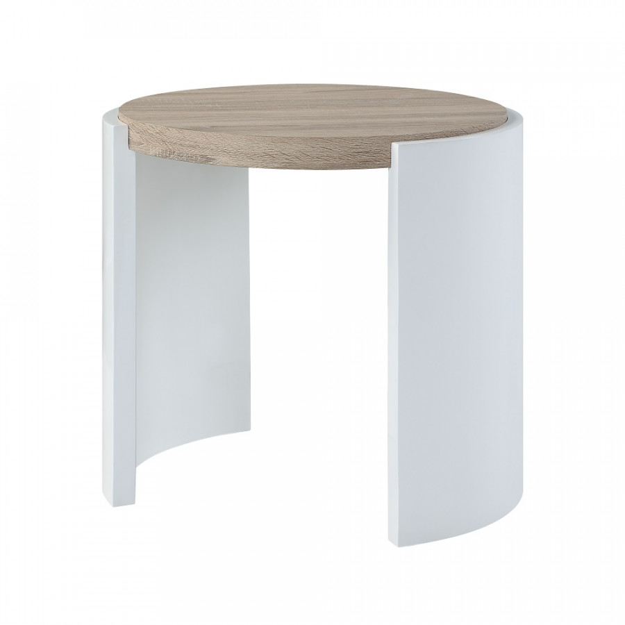 ACME - Zoma End Table in Oak/White High Gloss
