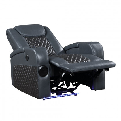 ACME Alair Power Motion Recliner with Bluetooth, Wireless Charger & Cupholder - Blue/Black