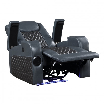 ACME Alair Power Motion Recliner with Bluetooth, Wireless Charger & Cupholder - Blue/Black