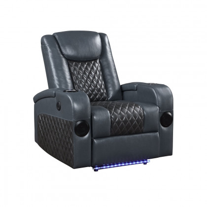 ACME Alair Power Motion Recliner with Bluetooth, Wireless Charger & Cupholder - Blue/Black