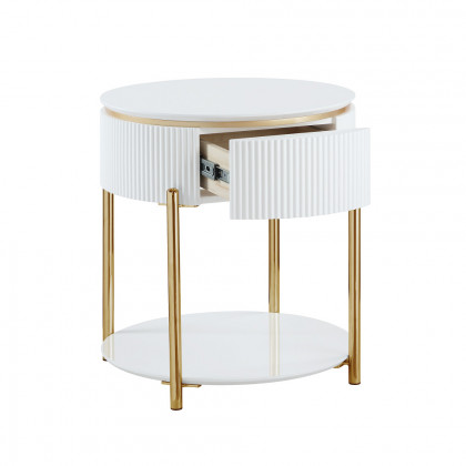 ACME - Daveigh End Table in White High Gloss/Gold