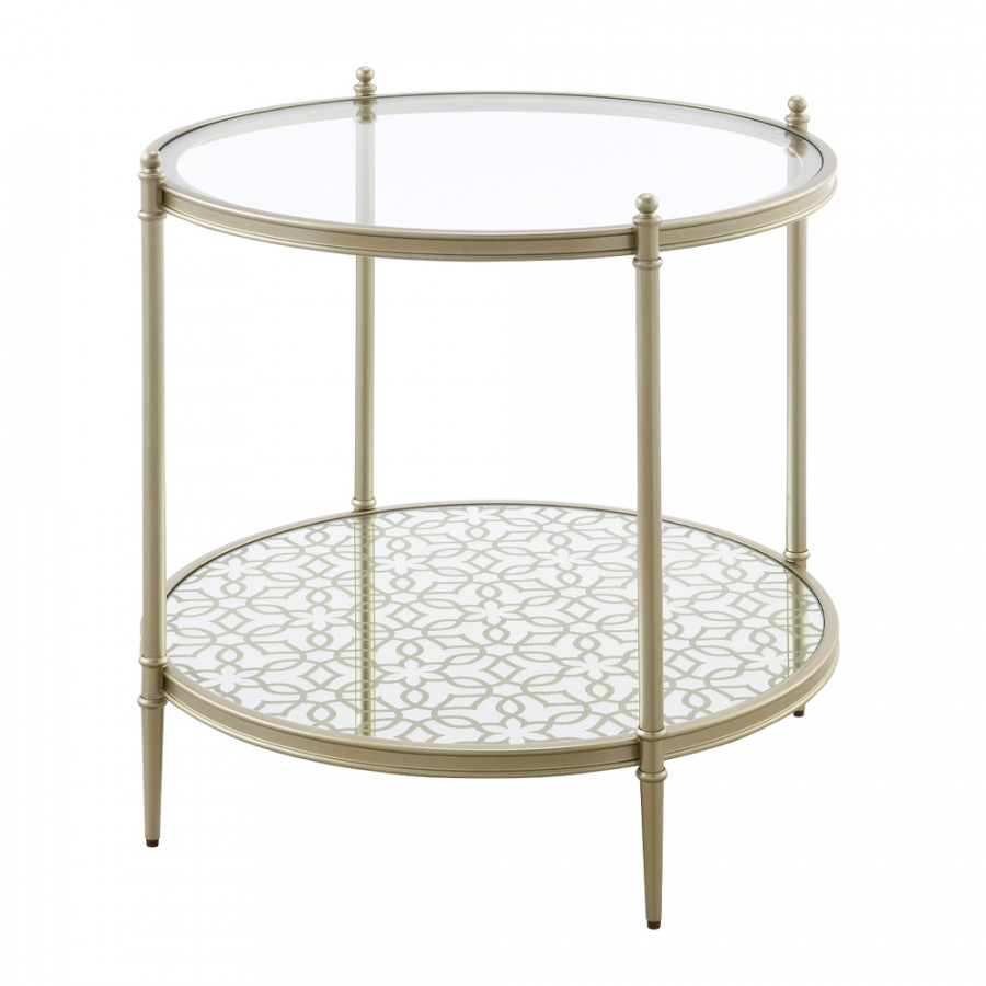 ACME - Zaba End Table in Glass Top/Silver (LV02756)