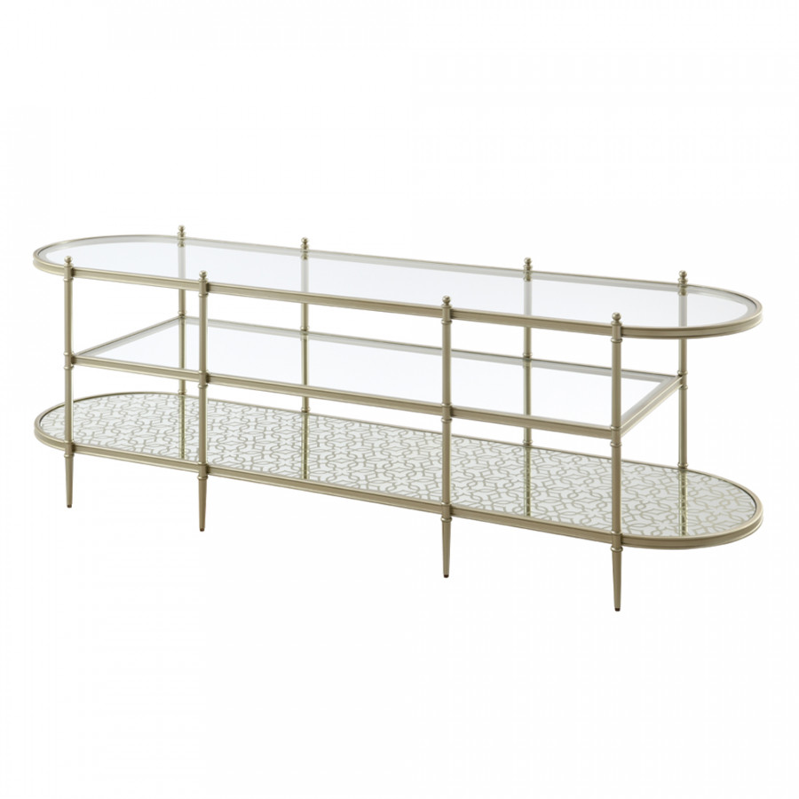 ACME - Zaba TV Stand in Glass Top/Silver