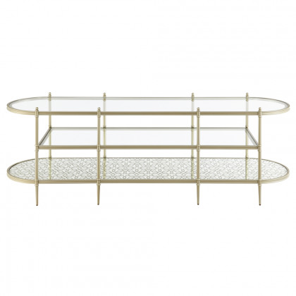 ACME - Zaba TV Stand in Glass Top/Silver