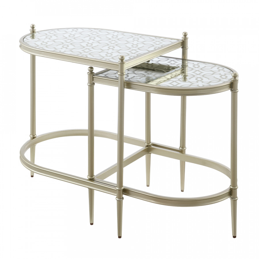 ACME - Zaba Nesting Table in Glass Top/Silver