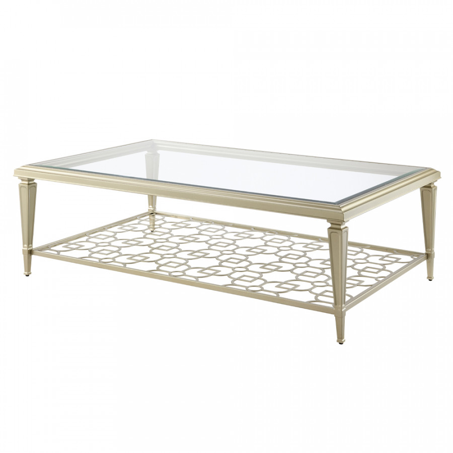 ACME - Zaba Coffee Table in Glass Top/Silver (LV02785)