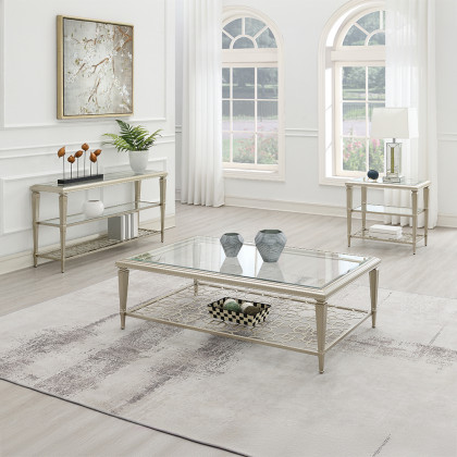 ACME - Zaba Coffee Table in Glass Top/Silver (LV02785)