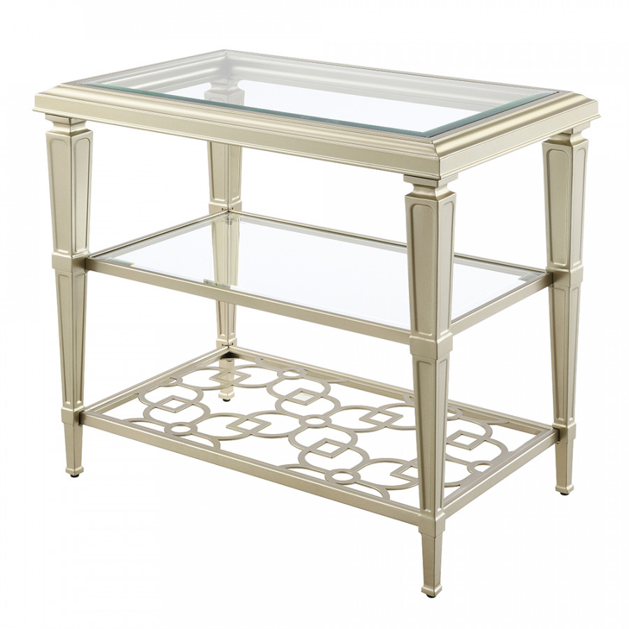 ACME - Zaba End Table in Glass Top/Silver (LV02786)
