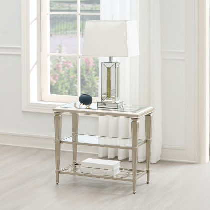 ACME - Zaba End Table in Glass Top/Silver (LV02786)