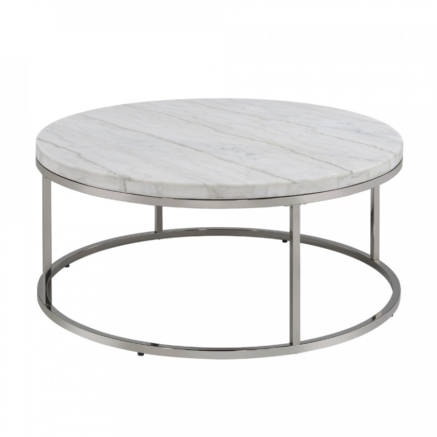 ACME - Zaidee Coffee Table with Marble in Marble Top/Nickel