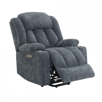 ACME Omarion Power Recliner with Lift & Heating & Massage - Blue Chenille