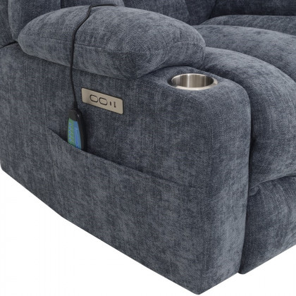 ACME Omarion Power Recliner with Lift & Heating & Massage - Blue Chenille