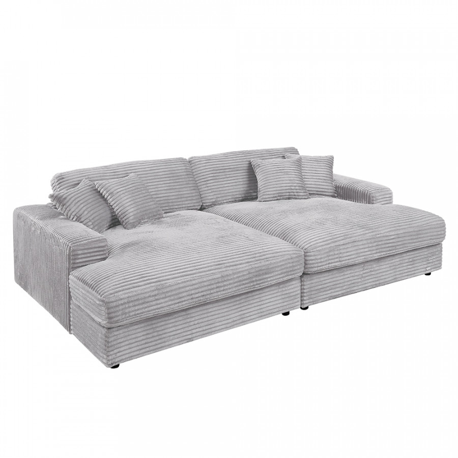 ACME Hilde Sectional Sofa with 4 Pillows - Beige Velvet