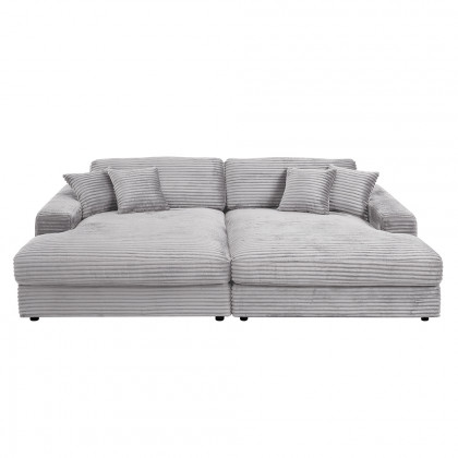 ACME Hilde Sectional Sofa with 4 Pillows - Beige Velvet