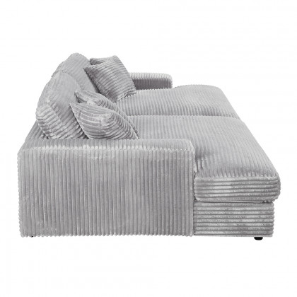 ACME Hilde Sectional Sofa with 4 Pillows - Beige Velvet