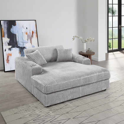 ACME Hilde Chaise with 2 Pillows - Beige Corduroy