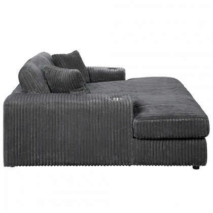 ACME Hilde Chaise with 2 Pillows - Gray Corduroy