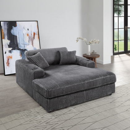 ACME Hilde Chaise with 2 Pillows - Gray Corduroy
