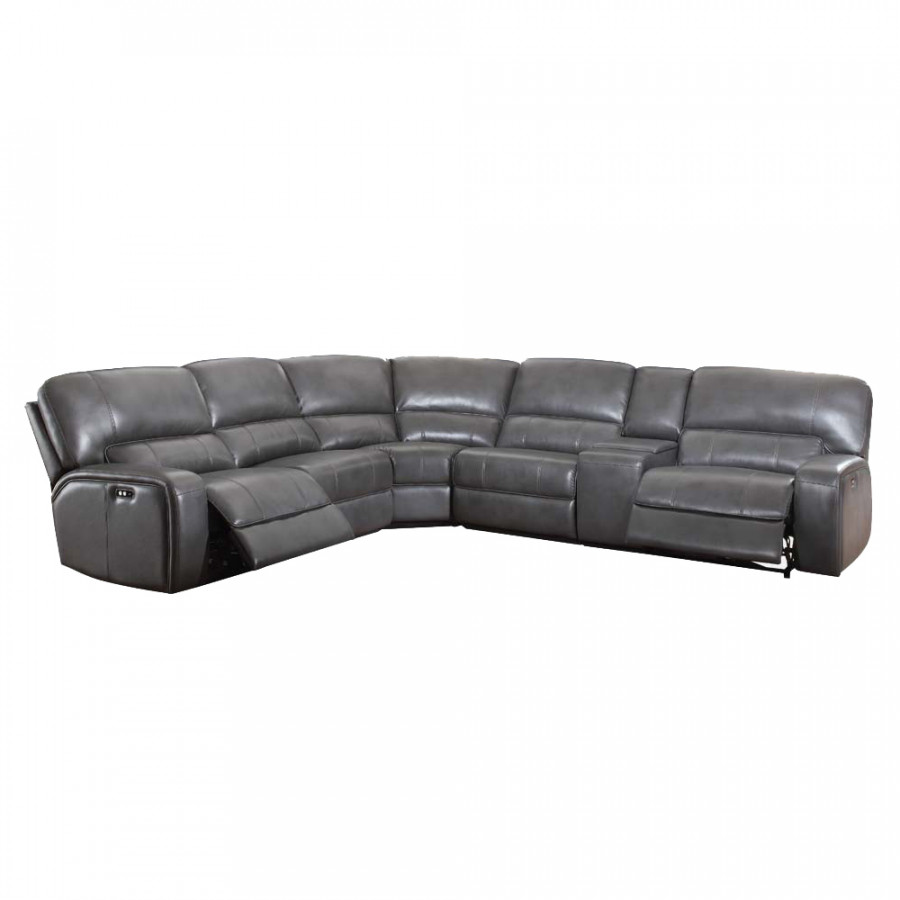 ACME Saul Power Motion Sectional Sofa - Gray-Aire, 133"L