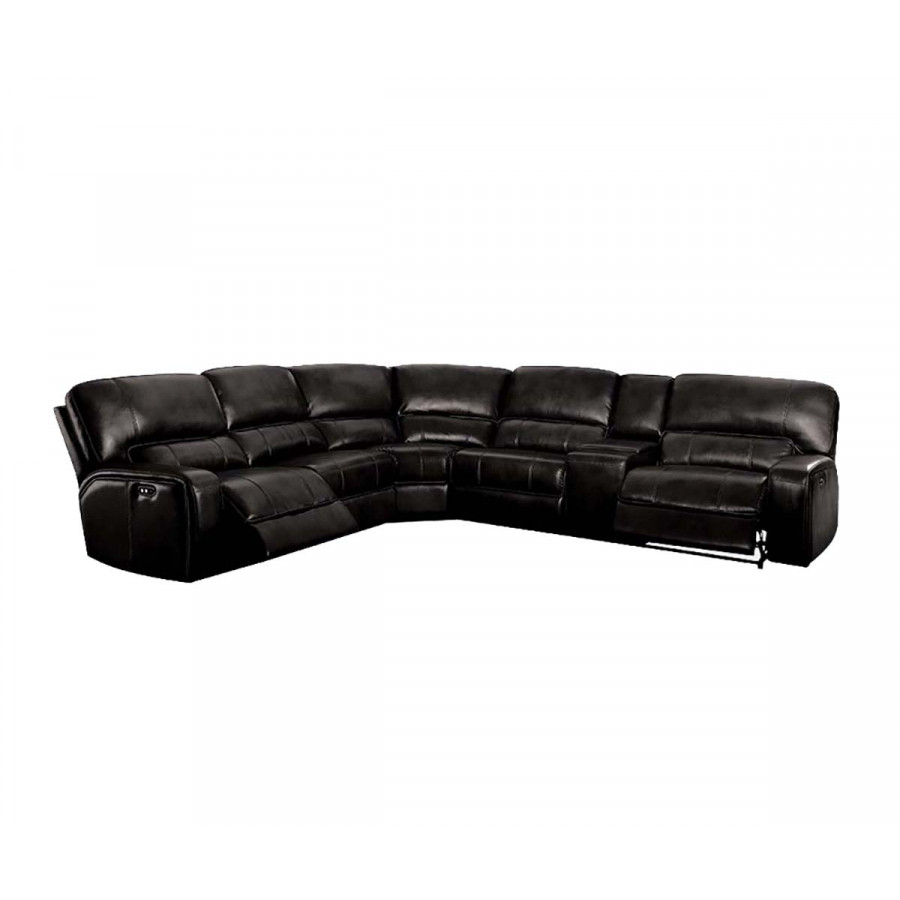 ACME Saul Power Motion Sectional Sofa - Black-Aire, 133"L