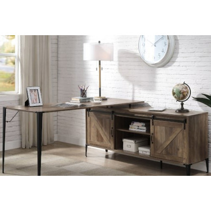 ACME Zakwani Writing Desk - Rustic Oak and Black Finish OF00002