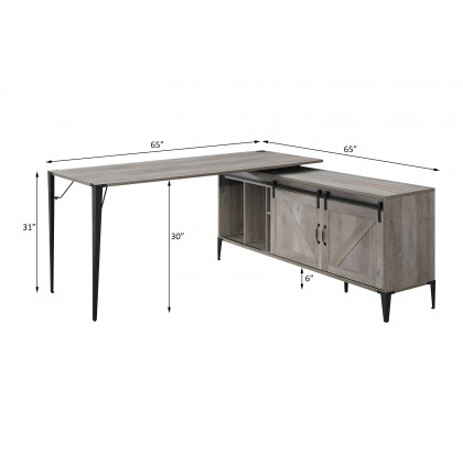 ACME Zakwani Writing Desk - Gray Oak/Black (OF00003)
