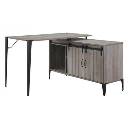 ACME Zakwani Writing Desk with USB - Gray Oak and Black Finish