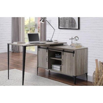 ACME Zakwani Writing Desk with USB - Gray Oak and Black Finish