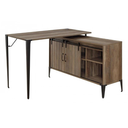 ACME Zakwani Writing Desk with USB - Rustic Oak and Black Finish