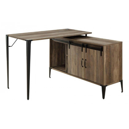 ACME Zakwani Writing Desk with USB - Rustic Oak and Black Finish