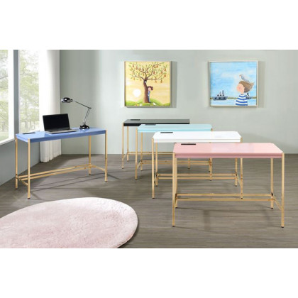 ACME Midriaks Writing Desk with USB - Black and Gold Finish