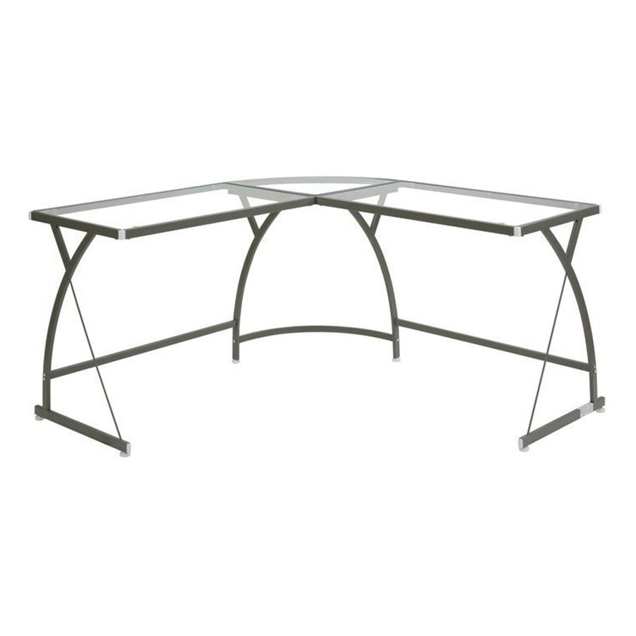 ACME Janison Computer Desk - Clear Glass and Silver Finish